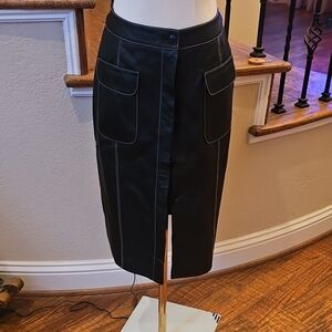 Peter Nygard Black Pencil Skirt with Contrast Stitching